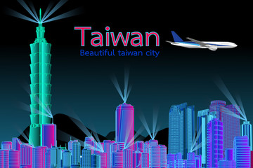 Obraz premium Vector Taipei City, Taiwan beautiful