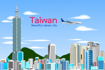 Obraz premium Vector Taipei City, Taiwan beautiful