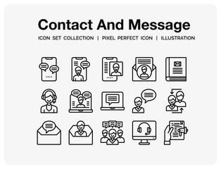 Contact And Message  Icons Set. UI Pixel Perfect Well-crafted Vector Thin Line Icons. The illustrations are a vector.