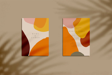 Wedding invitation set with shadow overlay. Vector illustration © blinkblink