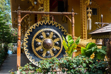 A large gong in a Buddhist temple in Thailand