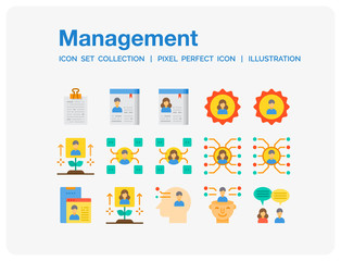 Management Icons Set. UI Pixel Perfect Well-crafted Vector Thin Line Icons. The illustrations are a vector.