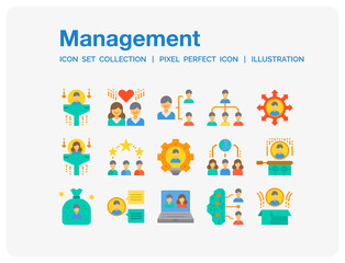 Fototapeta premium Management Icons Set. UI Pixel Perfect Well-crafted Vector Thin Line Icons. The illustrations are a vector.