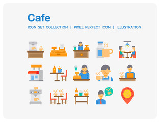 Cafe  Icons Set. UI Pixel Perfect Well-crafted Vector Thin Line Icons. The illustrations are a vector.
