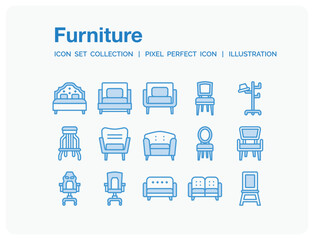 Furniture  Icons Set. UI Pixel Perfect Well-crafted Vector Thin Line Icons. The illustrations are a vector.
