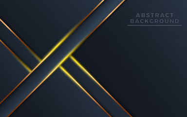 Abstract gold lights slash on dark grey metallic design modern luxury futuristic background vector.