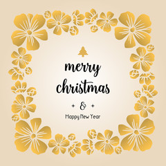 Obraz premium Creative ornament for card merry christmas and happy new year, with pattern art flower frame. Vector