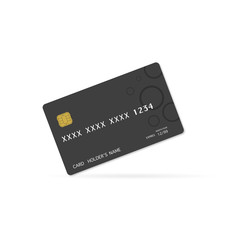 Vector illustration of black credit card in flat style isolated on white background