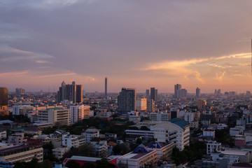 Naklejka na ściany i meble bangkok city at evening