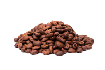 Coffee beans isolated on a white background area for copy space.
