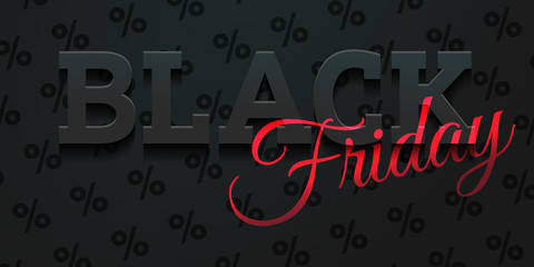 Black Friday sale lettering horizontal banner card vector background
