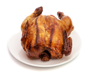 roasting chicken isolated on white background