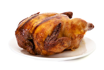 roasting chicken isolated on white background