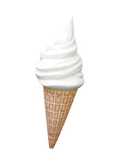 vanilla ice cream in cone isolated on white background, vanilla ice cream toy from plastic