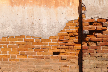 100 years old ancient red brick wall