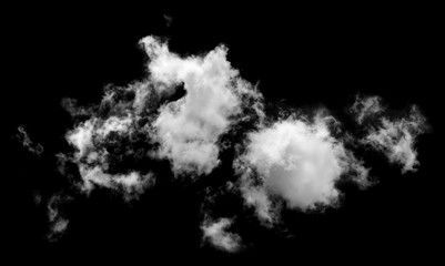 White cloud isolated on black background,Textured smoke,brush effect