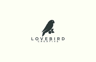 Lovebird silhouette logo design vector