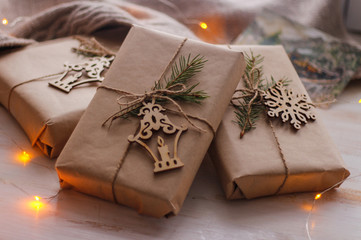 cozy Christmas craft gift wrapping