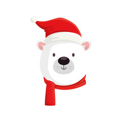 head of cute bear character merry christmas vector illustration design