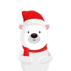 cute bear character merry christmas vector illustration design