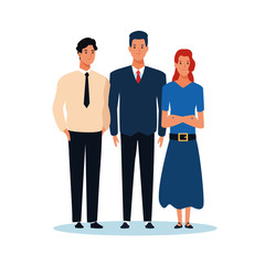 cartoon women and man standing, colorful design