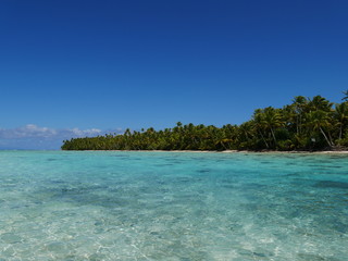 Ile privée lagon et plage barrière de corail récif