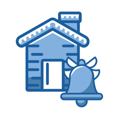 happy merry christmas house with bell
