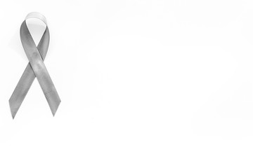 Disease control concept. White ribbon on white background top view space for text