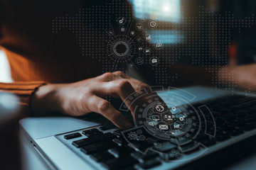 justice and law concept. lawyers discussing contract papers with brass scale on wooden desk in...