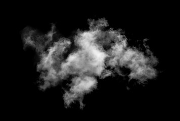 White cloud isolated on black background,Textured smoke,brush effect