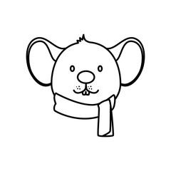 face of mouse merry christmas character line style vector illustration design