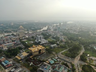 Kuching, Sarawak / Malaysia - November 8 2019: The buildings, landmarks and scenery of Kuching city, capital of Sarawak, Borneo island. Showing the famous landmarks in the Kuching city 