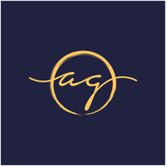 A G Initial with handwriting and brush concept. handwriting logo of initial signature, wedding, fashion, jewelry, boutique, and botanical with creative template for any company or business -vector