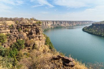 Obraz na płótnie Canvas View of Chambal valley river near Garadia Mahadev temple. Kota. India