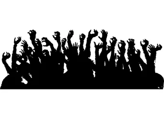Fotobehang Zombie hands silhouette/ A sinister group of zombie extending hands like a crowd on a gig © mikesilent