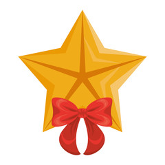 quality star with bow commercial isolated icon