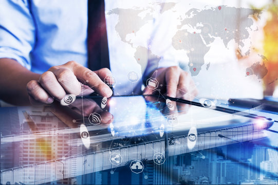 businessman with stock chart	