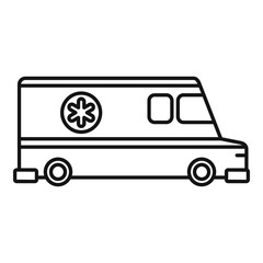Ambulance vehicle icon. Outline ambulance vehicle vector icon for web design isolated on white background