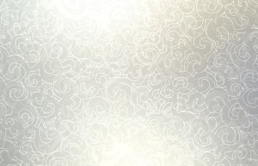 Light silver loops pattern. White grey defocused background. Lens flare. Twirls pearl shiny bright texture. Plexus ornament illustration.