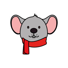 face of mouse merry christmas character vector illustration design