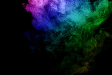 Abstract smoke isolated on black background,Rainbow powder