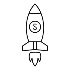 Crowdfunding rocket icon. Outline crowdfunding rocket vector icon for web design isolated on white background