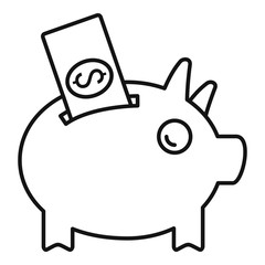 Piggy bank crowdfunding icon. Outline piggy bank crowdfunding vector icon for web design isolated on white background