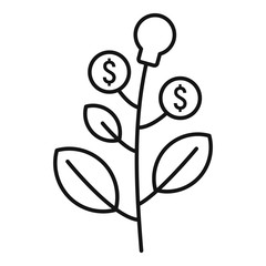 Money plant icon. Outline money plant vector icon for web design isolated on white background