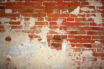 Red brick wall. The old walls.