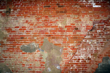 Red brick wall. The old walls.