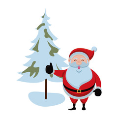 merry christmas santa claus and pine tree character