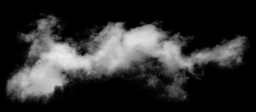 White cloud isolated on black background,Textured smoke,brush effect