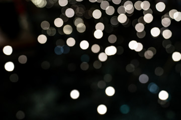 White bokeh background of Christmas lights and New year
