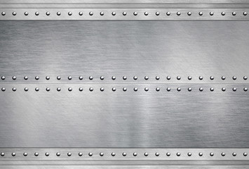 Shiny metallic steel plate with rivets - 301317775